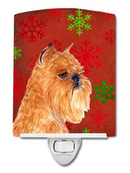 Brussels Griffon Red and Green Snowflakes Holiday Christmas Ceramic Night Light