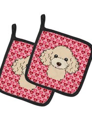 Buff Poodle Pair of Pot Holders