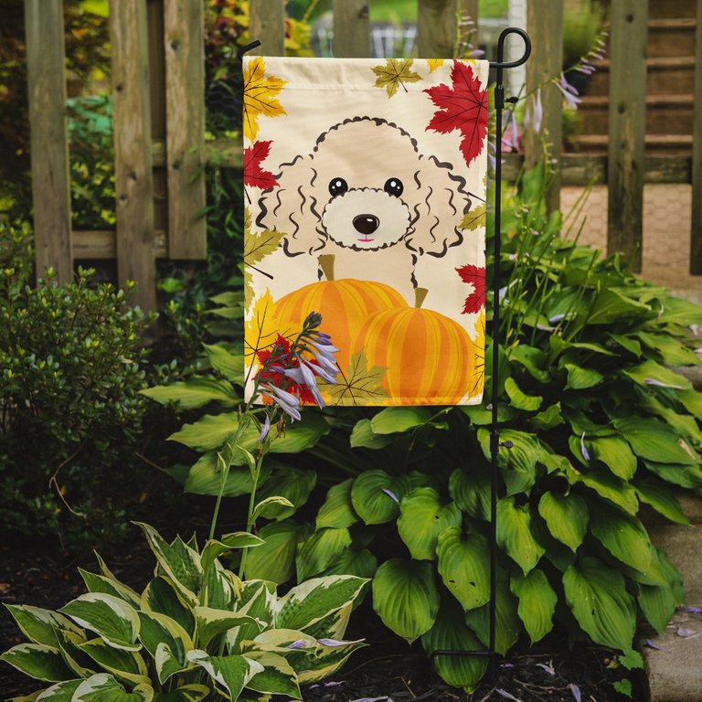 Buff Poodle Thanksgiving Garden Flag 2-Sided 2-Ply