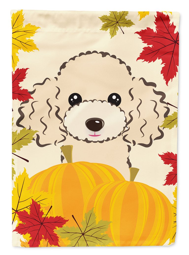 Buff Poodle Thanksgiving Garden Flag 2-Sided 2-Ply