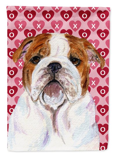 Caroline's Treasures Bulldog English Hearts Love Valentine's Day Garden Flag 2-Sided 2-Ply product