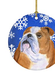 Bulldog English Winter Snowflakes Holiday Ceramic Ornament