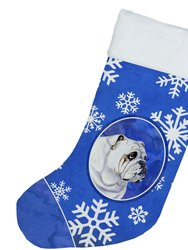 Bulldog English Winter Snowflakes Holiday Christmas Stocking