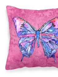 Butterfly on Pink Fabric Decorative Pillow