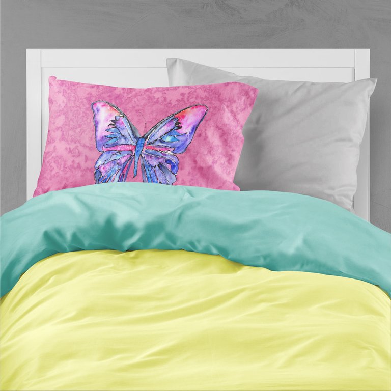 Butterfly on Pink Fabric Standard Pillowcase