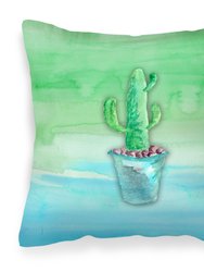 Cactus Teal and Green Watercolor Fabric Decorative Pillow