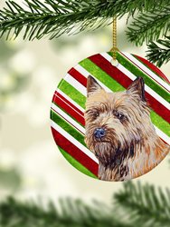Cairn Terrier Candy Cane Holiday Christmas Ceramic Ornament