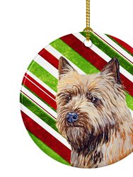 Cairn Terrier Candy Cane Holiday Christmas Ceramic Ornament