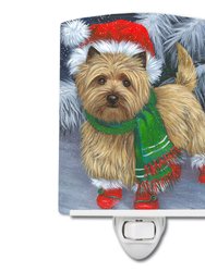Cairn Terrier Christmas Red Boots Ceramic Night Light