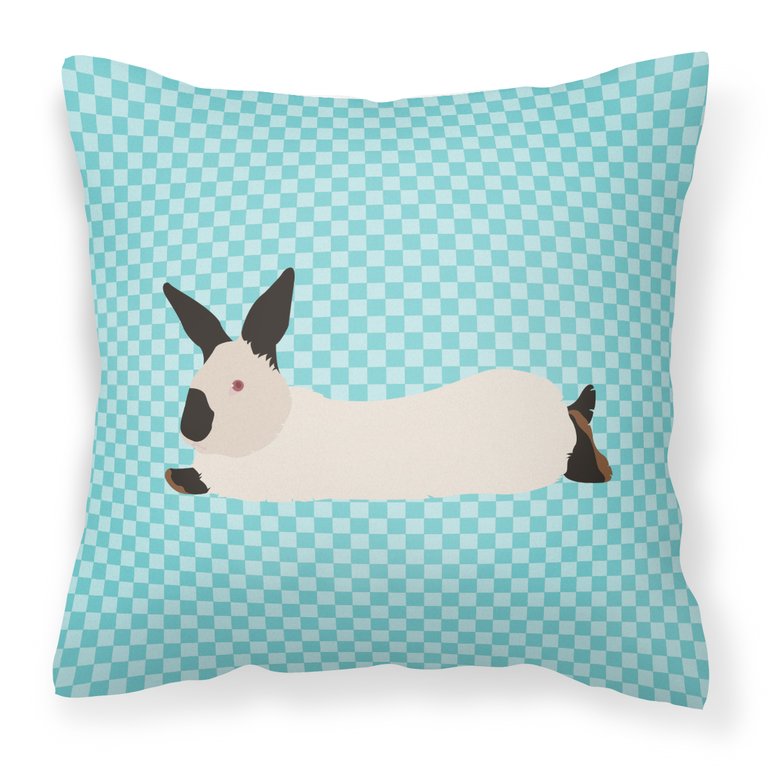 California White Rabbit Blue Check Fabric Decorative Pillow