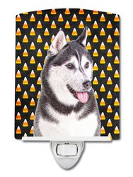 Candy Corn Halloween Alaskan Malamute Ceramic Night Light - Black