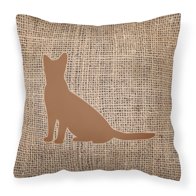 Cat Burlap and Brown BB1071 Fabric Decorative Pillow