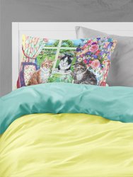 Cats Just Looking in the fish bowl Fabric Standard Pillowcase