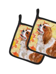 Cavalier Spaniel Fall Pair of Pot Holders