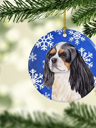 Cavalier Spaniel Winter Snowflakes Holiday Ceramic Ornament