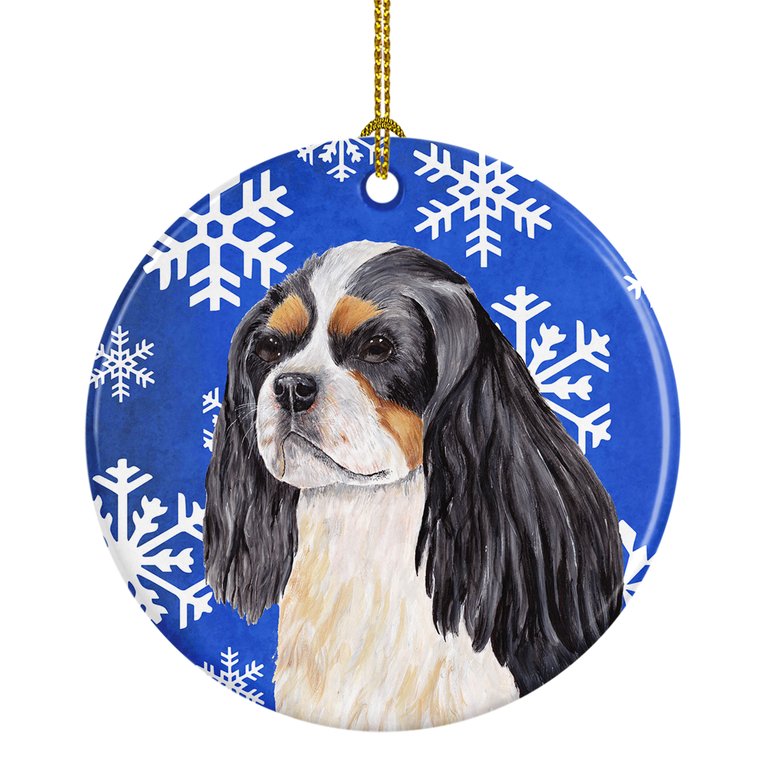 Cavalier Spaniel Winter Snowflakes Holiday Ceramic Ornament