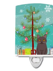 Chartreux Cat Merry Christmas Tree Ceramic Night Light
