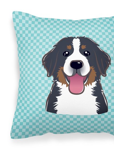Caroline's Treasures Checkerboard Blue Bernese Mountain Dog Fabric Decorative Pillow product