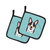 Checkerboard Blue Corgi Pair of Pot Holders