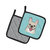 Checkerboard Blue French Bulldog Pair of Pot Holders