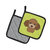 Checkerboard Lime Green Chocolate Brown Poodle Pair of Pot Holders