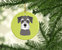 Checkerboard Lime Green Schnauzer Ceramic Ornament