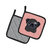 Checkerboard Pink Black Pug Pair of Pot Holders