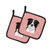 Checkerboard Pink Border Collie Pair of Pot Holders