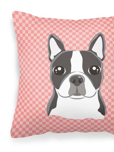 Caroline's Treasures Checkerboard Pink Boston Terrier Fabric Decorative Pillow product
