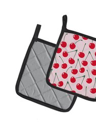 Cherries on Pink Pair of Pot Holders