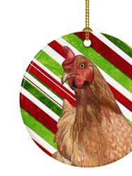 Chicken Candy Cane Holiday Christmas Ceramic Ornament