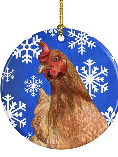 Caroline's Treasures Chicken Winter Snowflakes Holiday Ceramic Ornament product