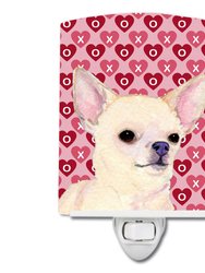 Chihuahua Hearts Love and Valentine's Day Portrait Ceramic Night Light