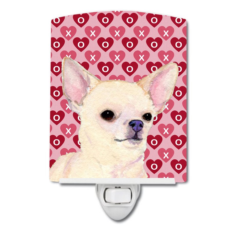 Chihuahua Hearts Love and Valentine's Day Portrait Ceramic Night Light