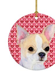 Chihuahua Hearts Love and Valentine's Day Portrait Ceramic Ornament