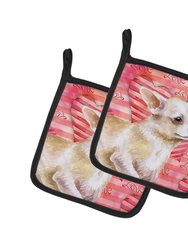 Chihuahua Leg up Love Pair of Pot Holders