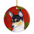 Chihuahua Red and Green Snowflakes Holiday Christmas Ceramic Ornament