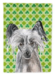 Chinese Crested Lucky Shamrock St. Patrick's Day Garden Flag 2-Sided 2-Ply