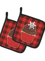 Christmas Cupcake Pair of Pot Holders