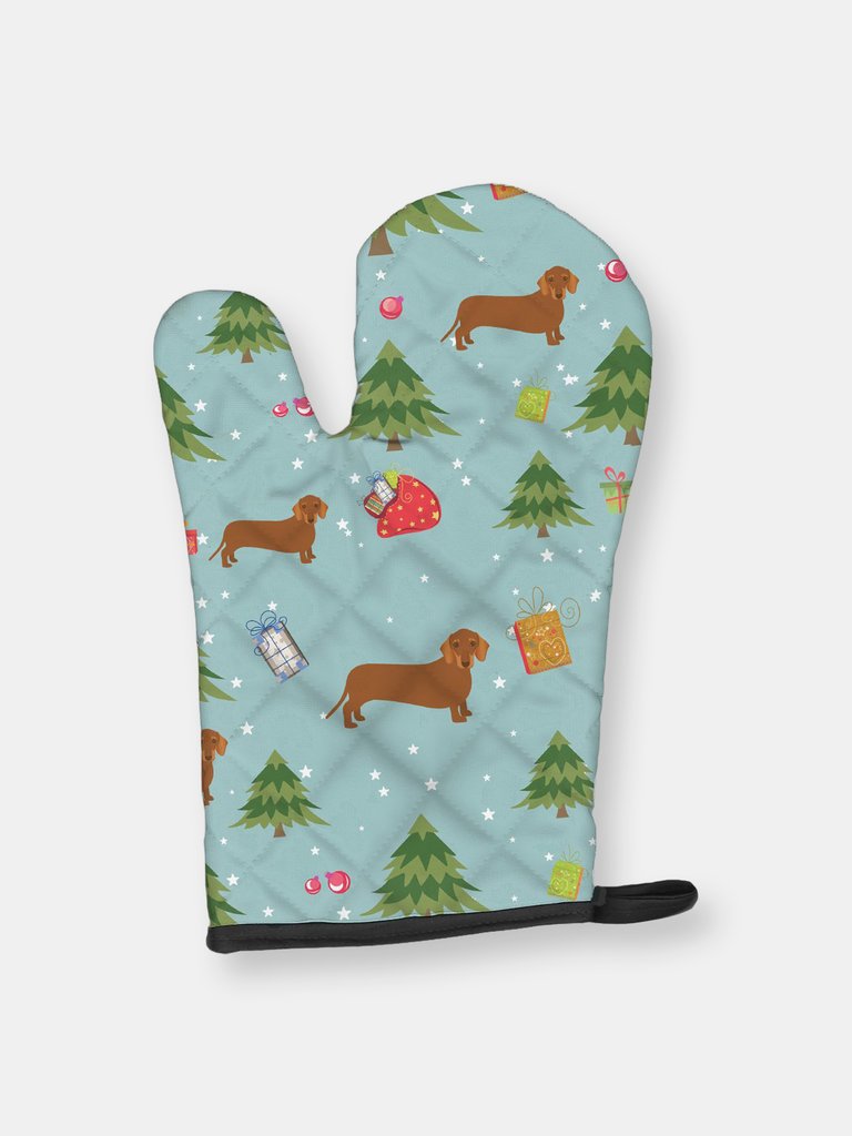 Christmas Oven Mitt With Dog Breed - Dachshund - Red
