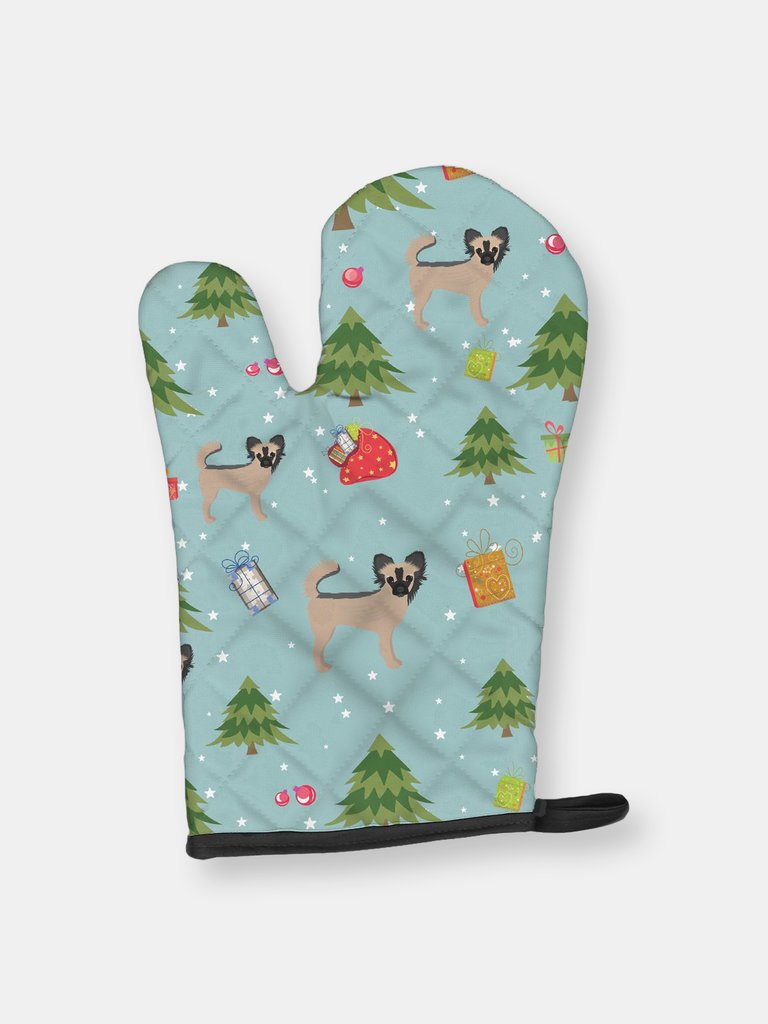 Christmas Oven Mitt With Dog Breed - Chihuahua - Longhair - Black and Tan
