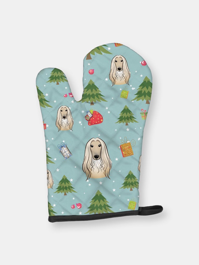 Christmas Oven Mitt With Dog Breed - Afghan Hound