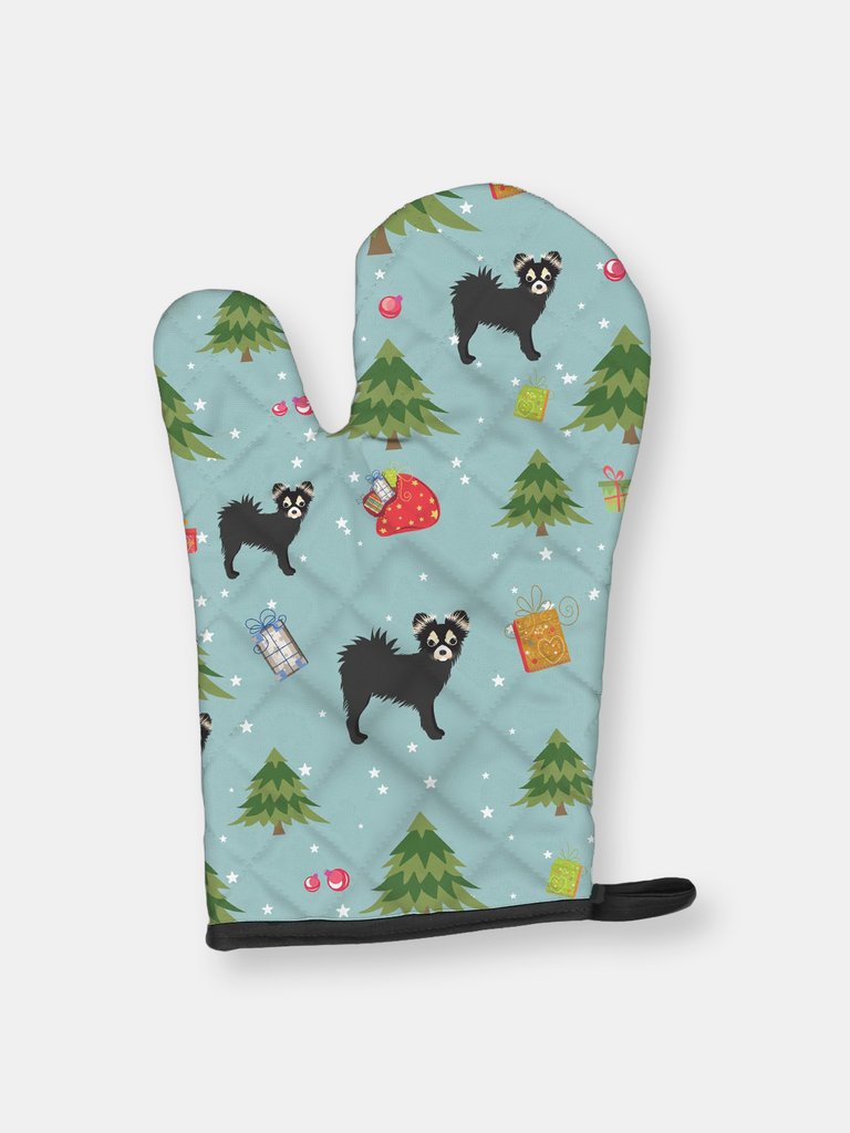 Christmas Oven Mitt With Dog Breed - Chihuahua - Longhair - Black