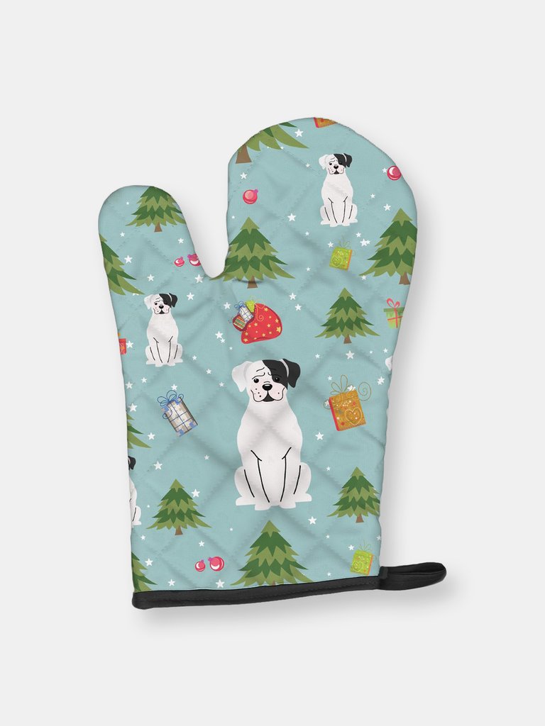 Christmas Oven Mitt With Dog Breed - Boxer - White