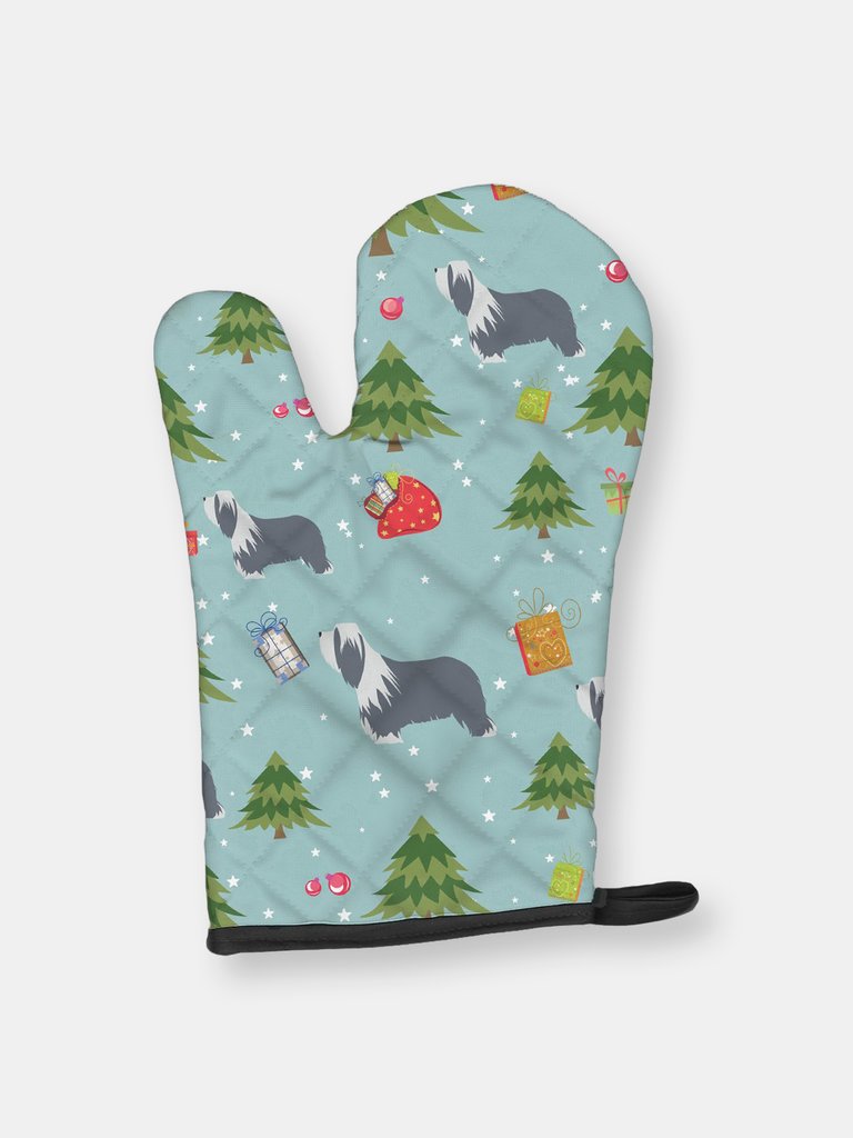 Christmas Oven Mitt With Dog Breed - Bearded Collie