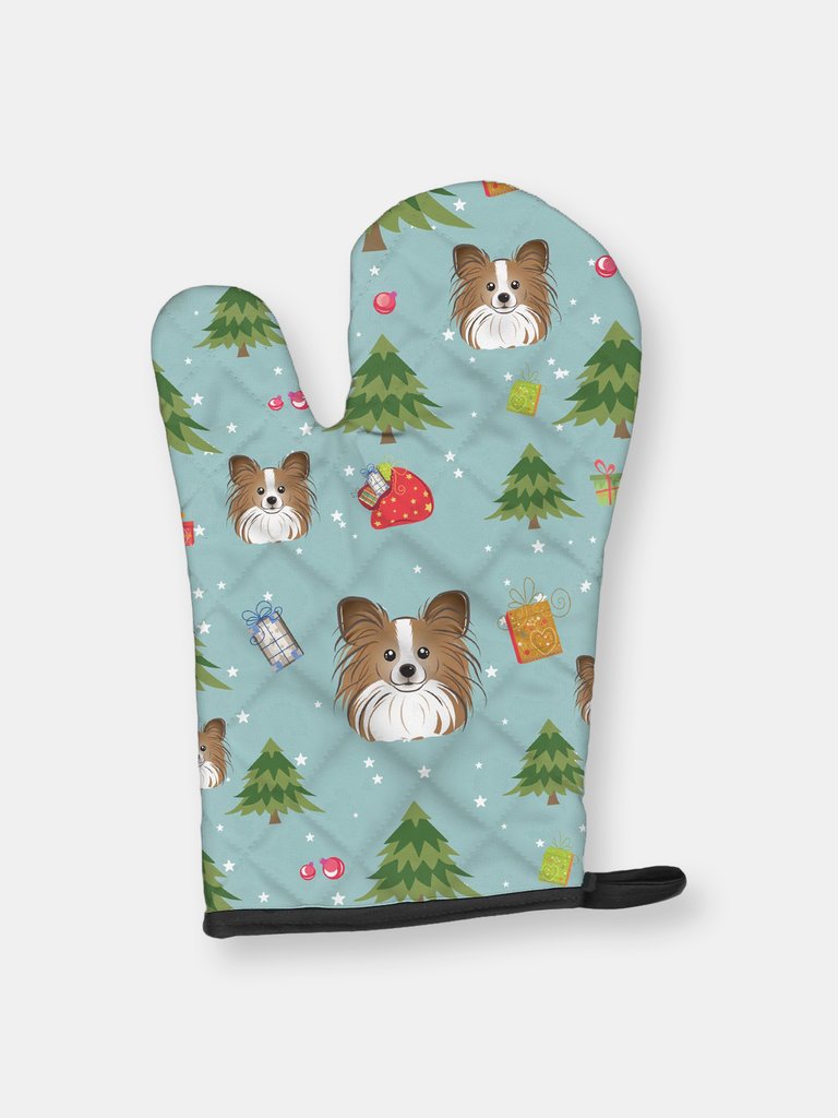 Christmas Oven Mitt With Dog Breed - Papillon