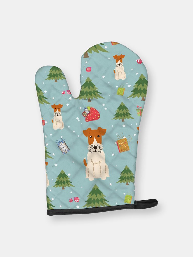 Christmas Oven Mitt With Dog Breed - Fox Terrier - Wire