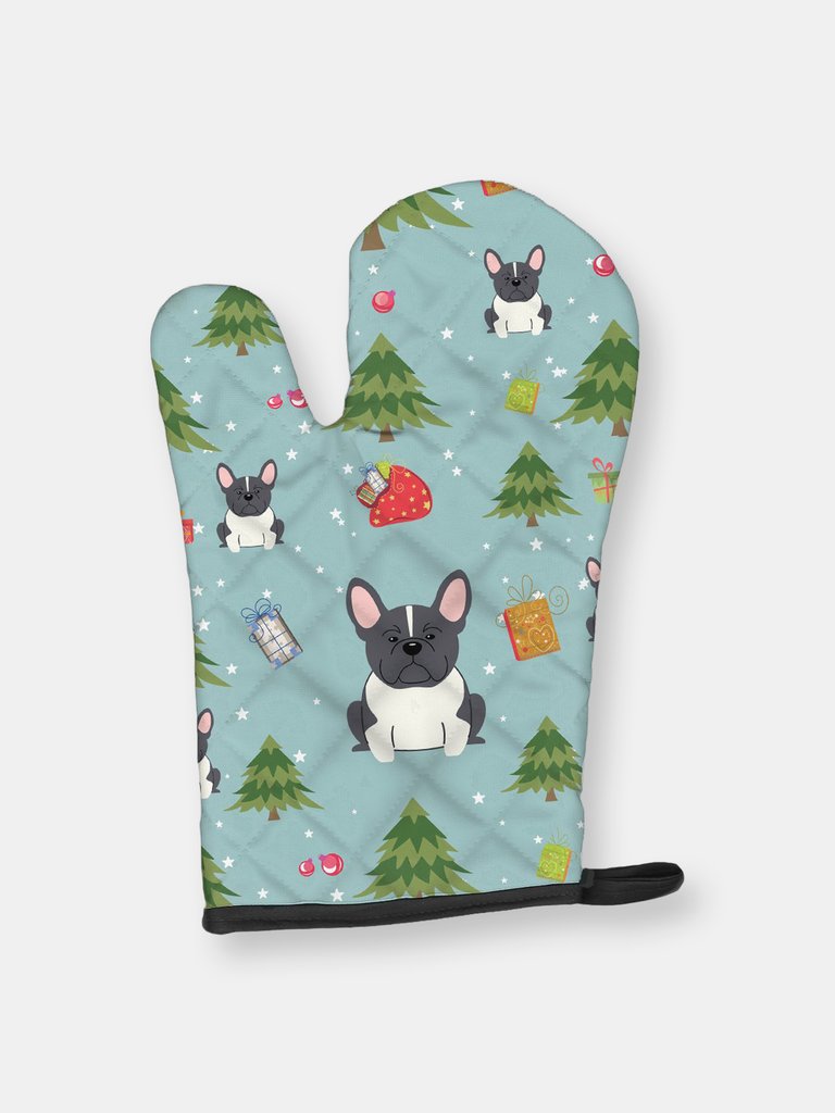Christmas Oven Mitt With Dog Breed - French Bulldog - Black and White