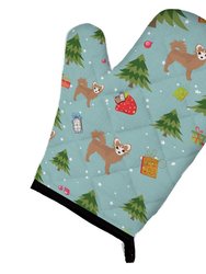 Christmas Oven Mitt With Dog Breed - Chihuahua - Longhair - Tan and White