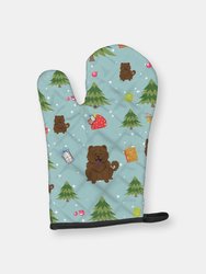 Christmas Oven Mitt With Dog Breed - Chow Chow - Chocolate